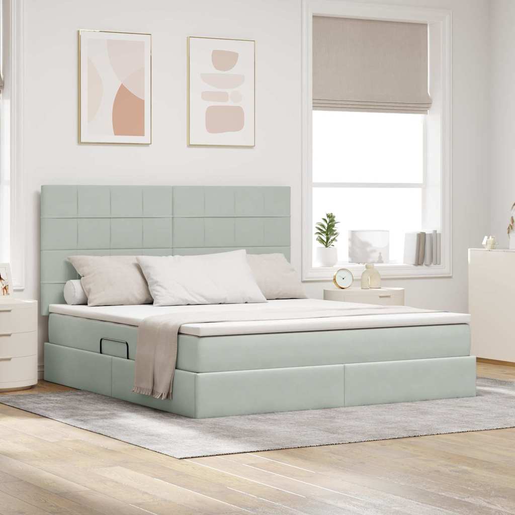 Κρεβάτι με αποθηκευτικό χώρο και LED Ανοιχτό γκρι 180 x 200 cm - Pakobazaar