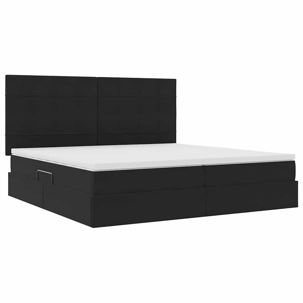 Κρεβάτι με αποθηκευτικό χώρο και LED Μαύρο 200 x 200 cm Βελούδο - Pakobazaar