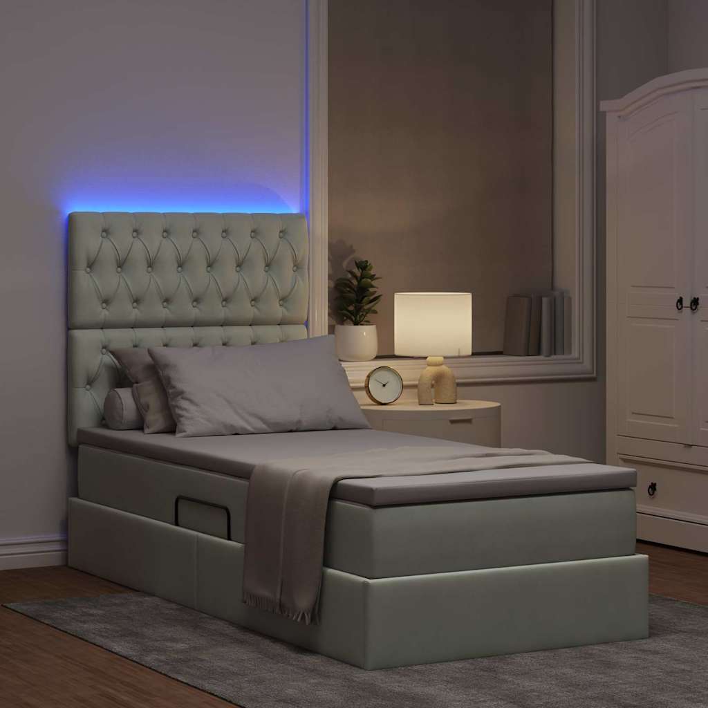 Κρεβάτι με αποθηκευτικό χώρο και LED Ανοιχτό γκρι 90 x 200 cm - Pakobazaar