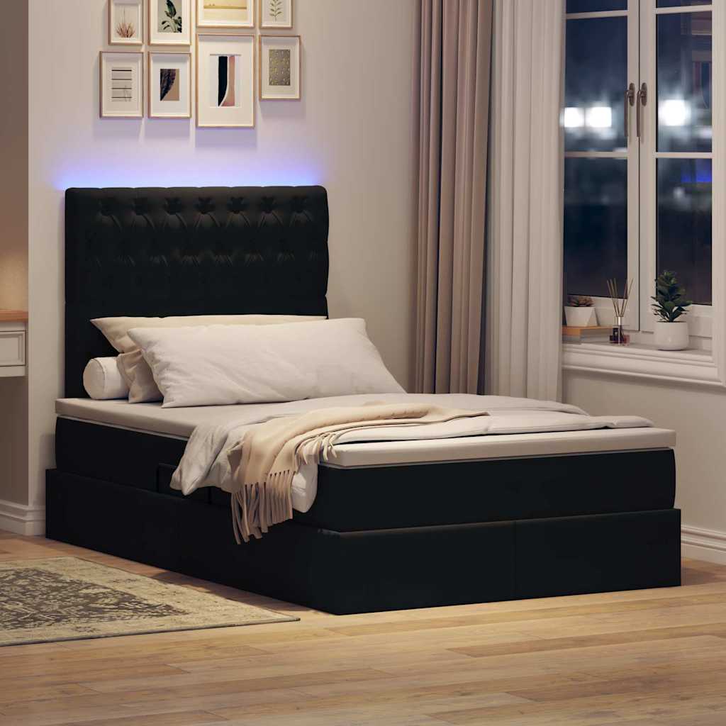 Κρεβάτι με αποθηκευτικό χώρο και LED Μαύρο 120 x 190 cm Βελούδο - Pakobazaar