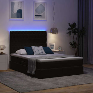 Κρεβάτι με αποθηκευτικό χώρο και LED Μαύρο 140 x 200 cm Βελούδο - Pakobazaar