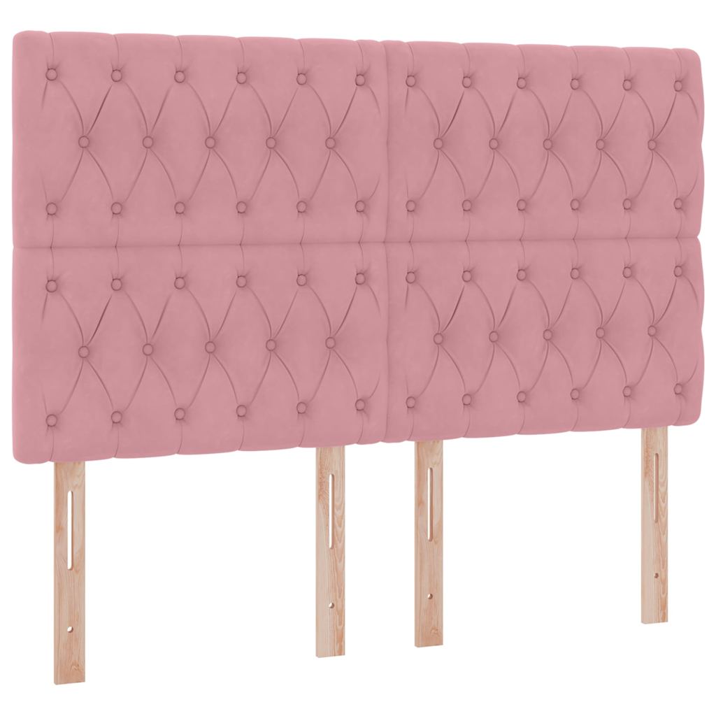 Κρεβάτι με αποθηκευτικό χώρο και LED Ροζ 140 x 200 cm Βελούδο - Pakobazaar