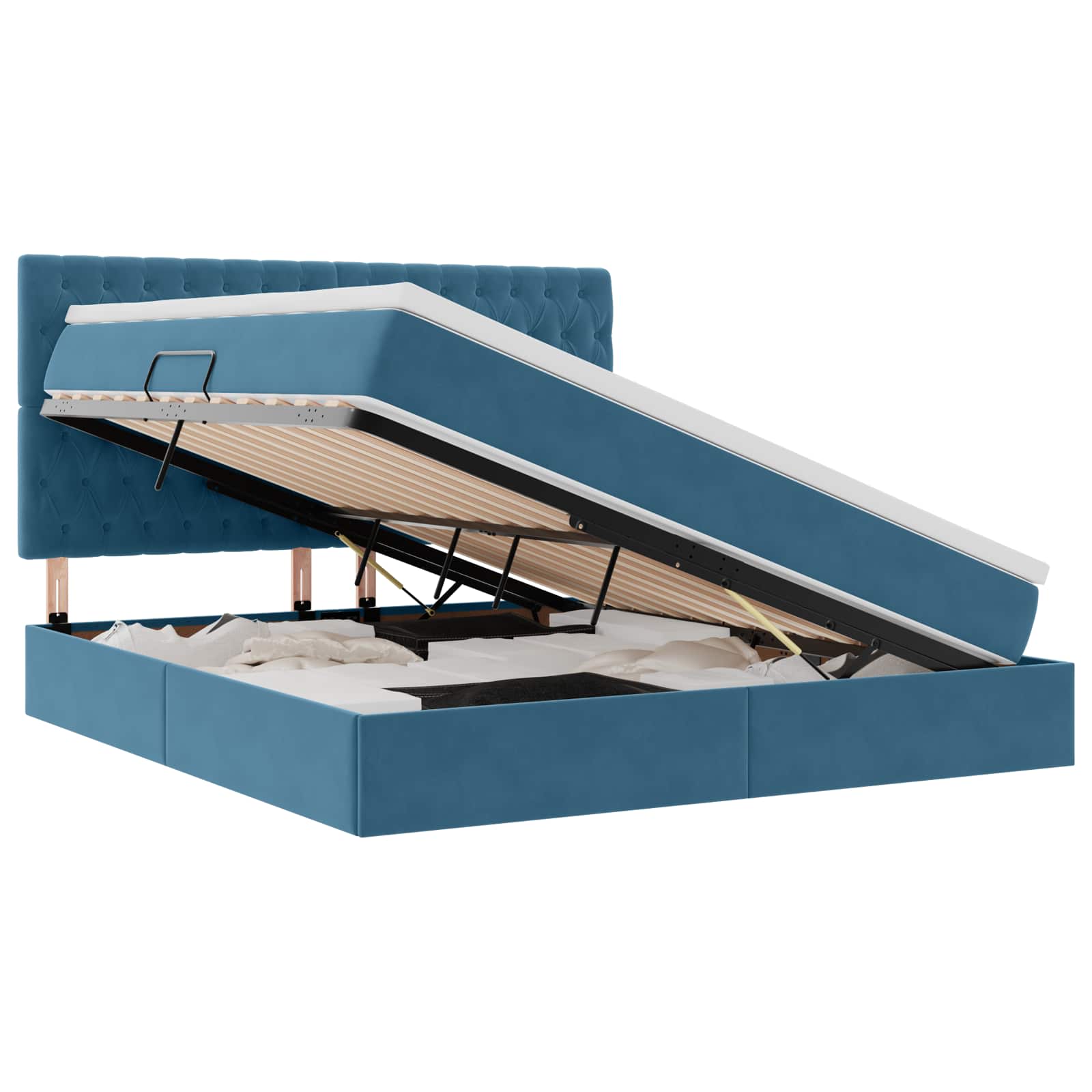 Κρεβάτι με αποθηκευτικό χώρο και LED Σκούρο Μπλε 180 x 200 cm