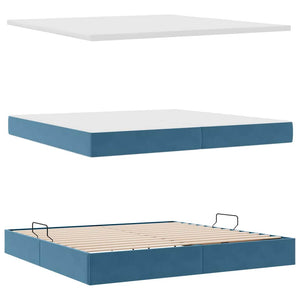 Κρεβάτι με αποθηκευτικό χώρο και LED Σκούρο Μπλε 200 x 200 cm - Pakobazaar