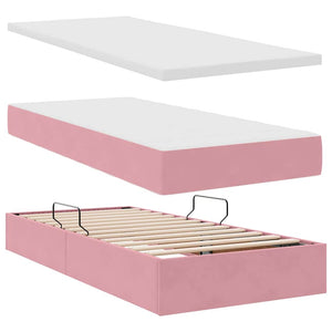 Κρεβάτι με αποθηκευτικό χώρο και LED Ροζ 90 x 190 cm Βελούδο - Pakobazaar
