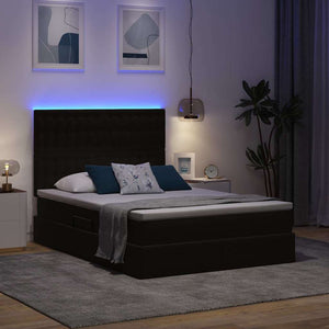 Κρεβάτι με αποθηκευτικό χώρο και LED Μαύρο 140 x 190 cm Βελούδο - Pakobazaar
