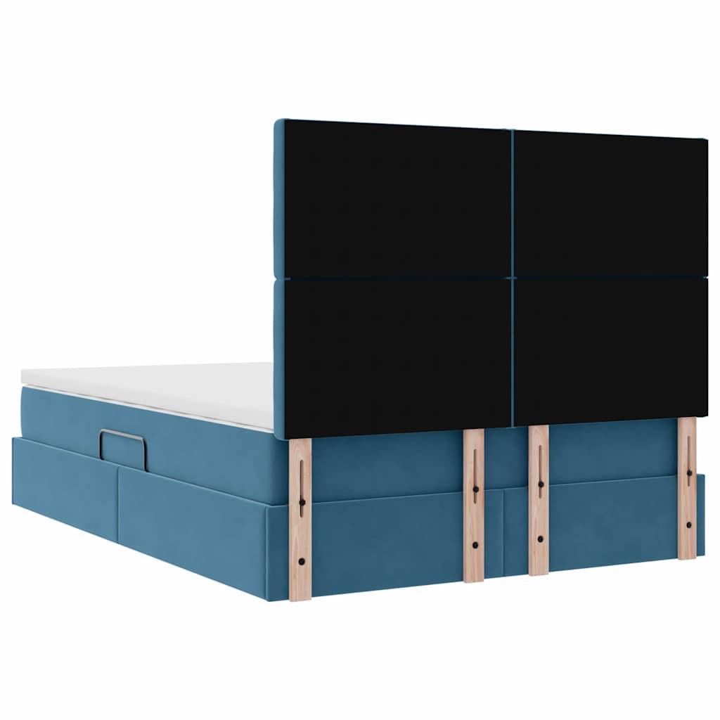 Κρεβάτι με αποθηκευτικό χώρο και LED Σκούρο Μπλε 140 x 190 cm - Pakobazaar