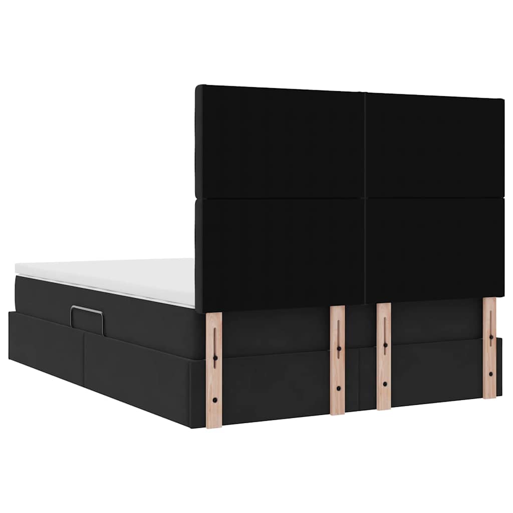 Κρεβάτι με αποθηκευτικό χώρο και LED Μαύρο 140 x 200 cm Βελούδο - Pakobazaar