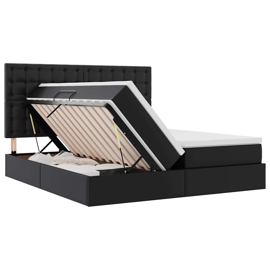 Κρεβάτι με αποθηκευτικό χώρο και LED Μαύρο 180 x 200 cm - Pakobazaar