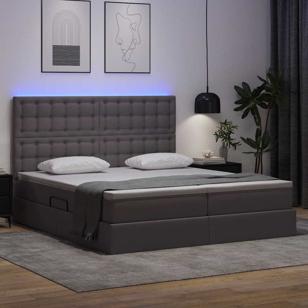 Κρεβάτι με αποθηκευτικό χώρο και LED Γκρι 180 x 200 cm - Pakobazaar