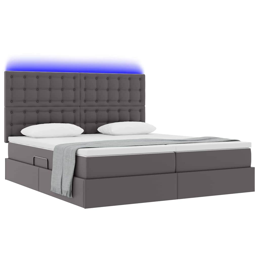 Κρεβάτι με αποθηκευτικό χώρο και LED Γκρι 180 x 200 cm - Pakobazaar