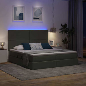 Κρεβάτι με φώτα λωρίδας LED Σκούρο Γκρι 180 x 200 cm ύφασμα - Pakobazaar