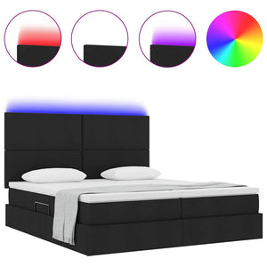 Κρεβάτι με φώτα λωρίδας LED Μαύρο 180 x 200 cm ύφασμα - Pakobazaar