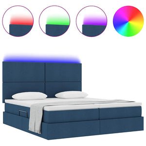 Κρεβάτι με φώτα λωρίδας LED Μπλε 180 x 200 cm ύφασμα - Pakobazaar
