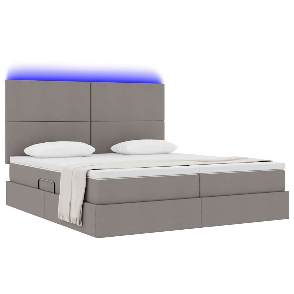 Κρεβάτι με φώτα λωρίδας LED Taupe 200 x 200 cm ύφασμα - Pakobazaar