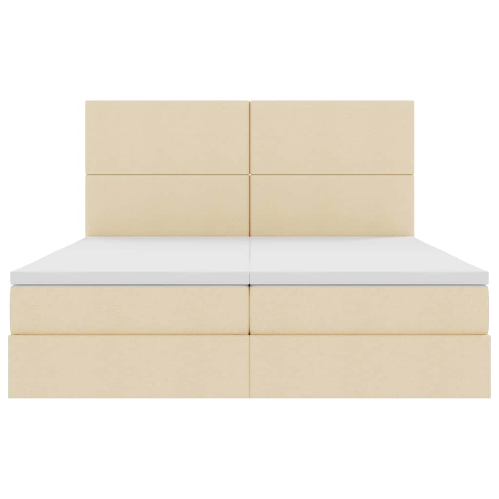 Κρεβάτι με φώτα λωρίδας LED Κρέμ 200 x 200 cm ύφασμα - Pakobazaar