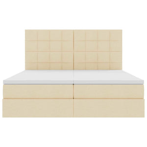 Κρεβάτι με φώτα λωρίδας LED Κρέμ 180 x 200 cm ύφασμα - Pakobazaar