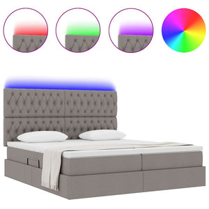 Κρεβάτι με φώτα λωρίδας LED Taupe 180 x 200 cm ύφασμα - Pakobazaar
