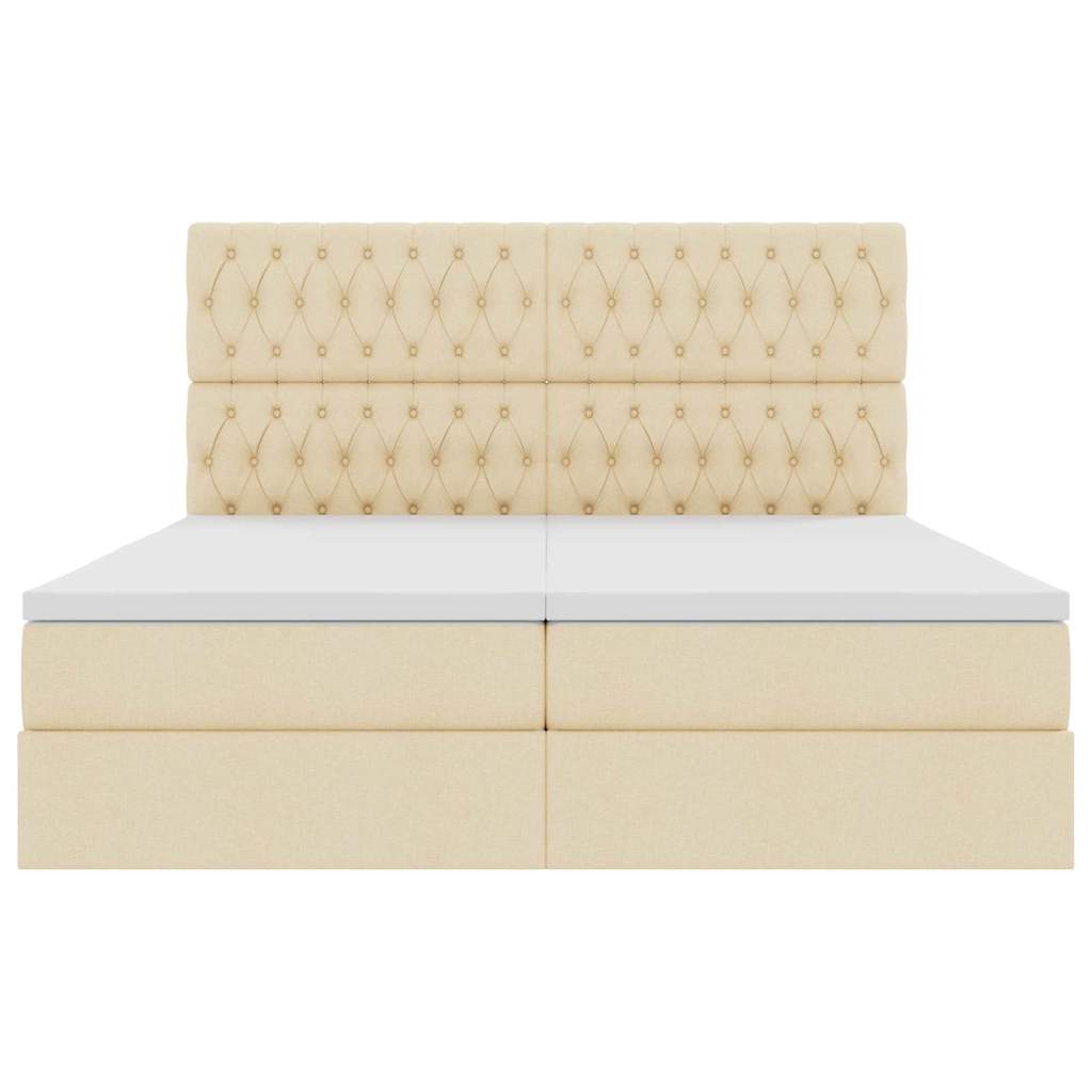 Κρεβάτι με φώτα λωρίδας LED Κρέμ 180 x 200 cm ύφασμα - Pakobazaar