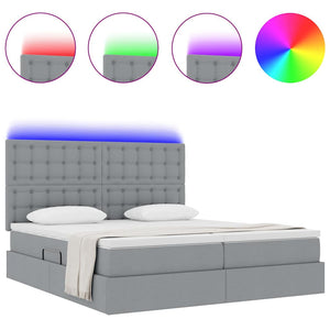 Κρεβάτι με φώτα λωρίδας LED Ανοιχτό γκρι 180 x 200 cm ύφασμα - Pakobazaar