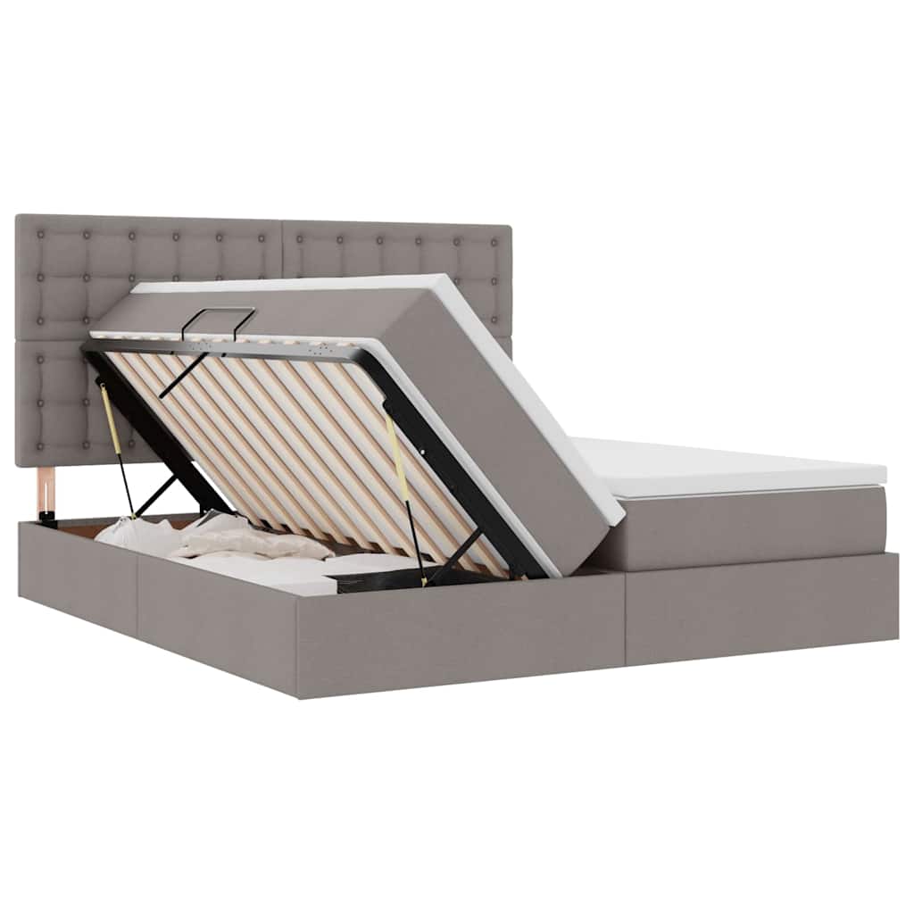 Κρεβάτι με φώτα λωρίδας LED Taupe 180 x 200 cm ύφασμα - Pakobazaar