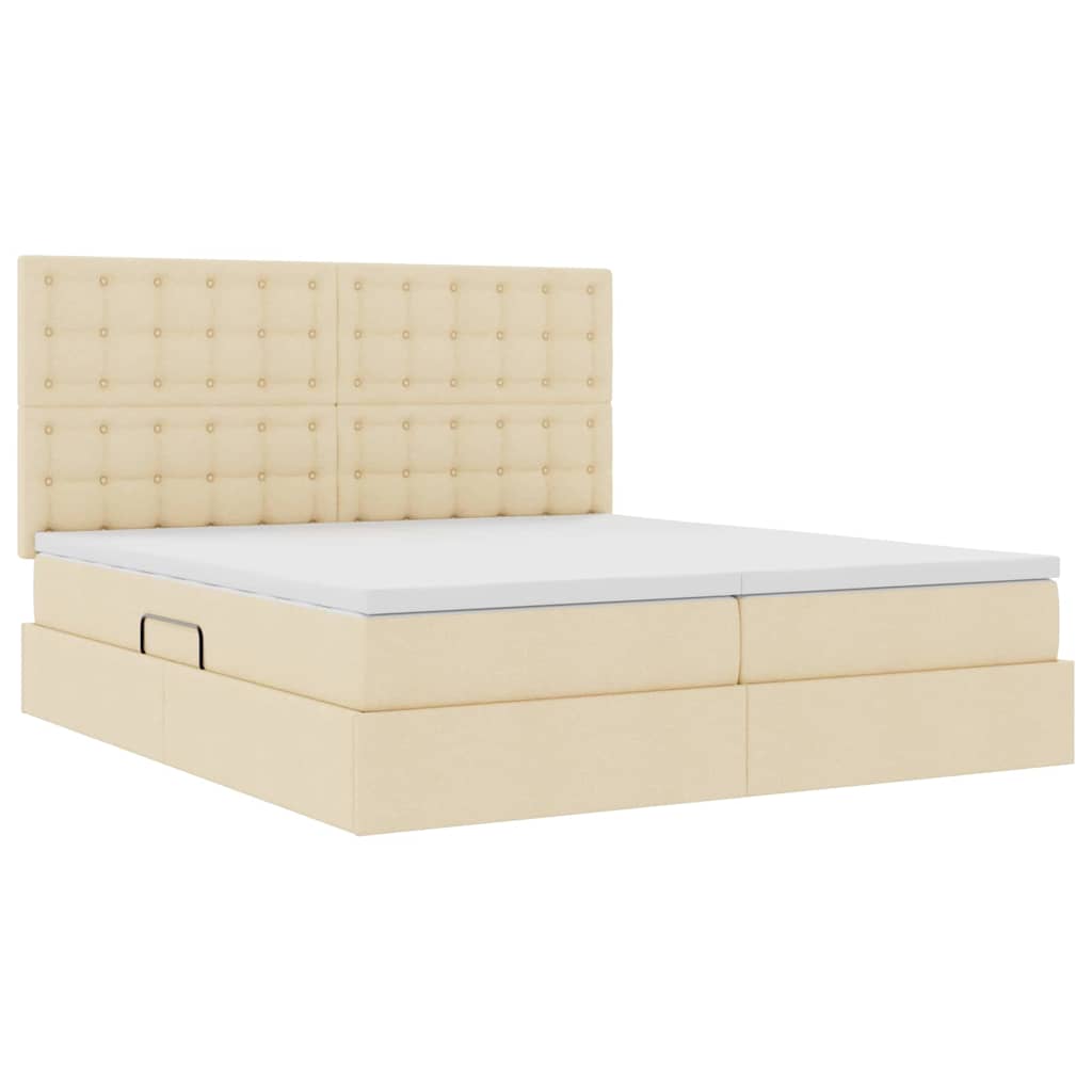 Κρεβάτι με φώτα λωρίδας LED Κρέμ 180 x 200 cm ύφασμα - Pakobazaar