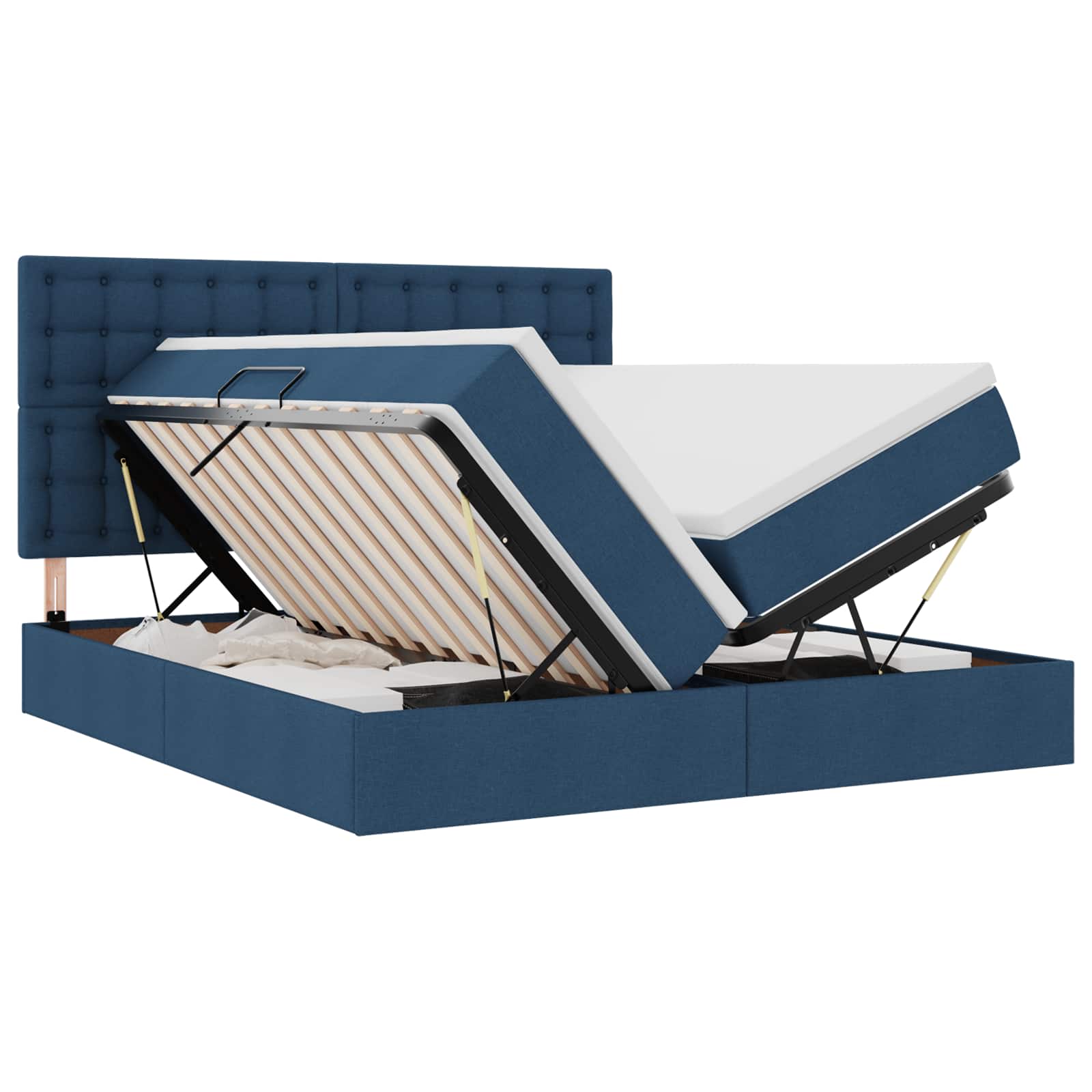 Κρεβάτι με φώτα λωρίδας LED Μπλε 180 x 200 cm ύφασμα - Pakobazaar