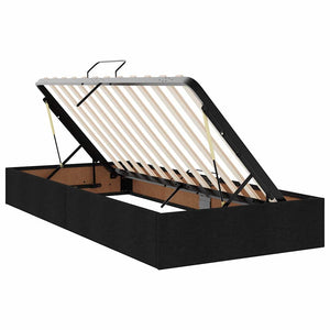 Κρεβάτι με φώτα λωρίδας LED Μαύρο 200 x 200 cm ύφασμα - Pakobazaar