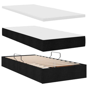 Κρεβάτι με φώτα λωρίδας LED Μαύρο 200 x 200 cm ύφασμα - Pakobazaar