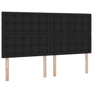 Κρεβάτι με φώτα λωρίδας LED Μαύρο 200 x 200 cm ύφασμα - Pakobazaar