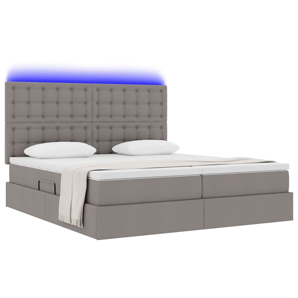 Κρεβάτι με φώτα λωρίδας LED Taupe 200 x 200 cm ύφασμα - Pakobazaar
