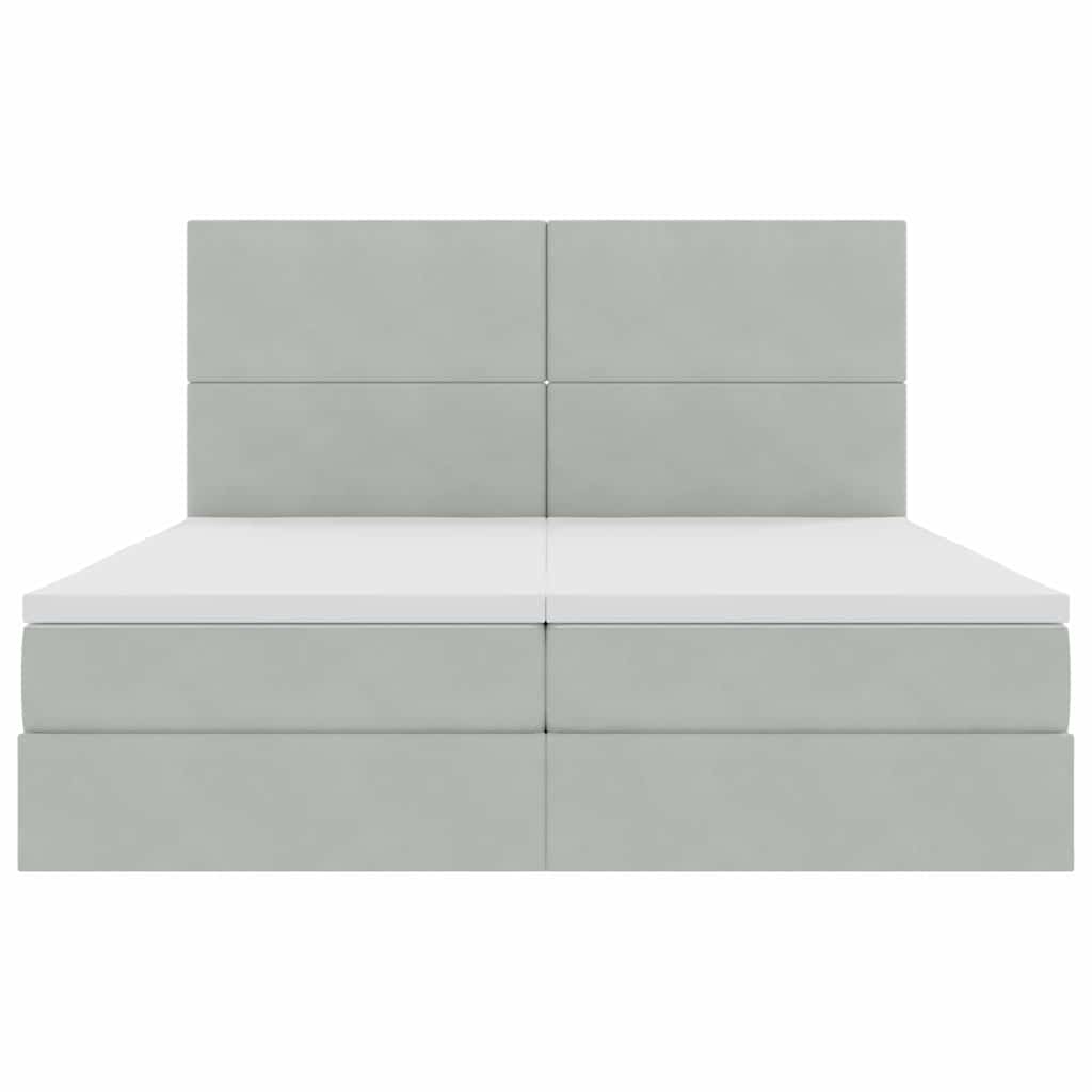 Κρεβάτι με φώτα λωρίδας LED Ανοιχτό γκρι 180 x 200 cm Βελούδο - Pakobazaar