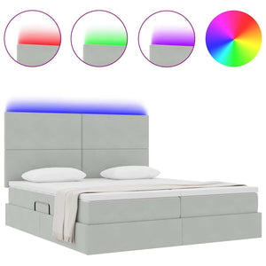 Κρεβάτι με φώτα λωρίδας LED Ανοιχτό γκρι 180 x 200 cm Βελούδο - Pakobazaar