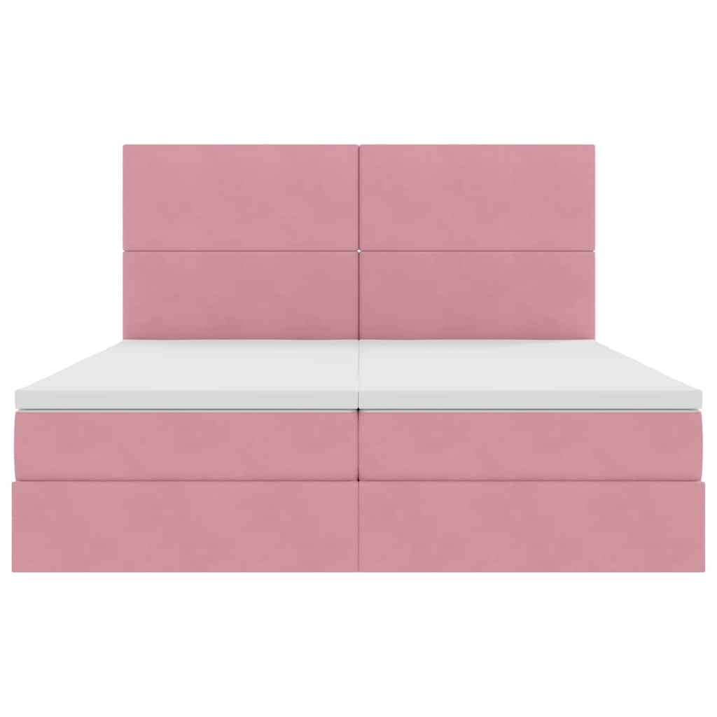 Κρεβάτι με φώτα λωρίδας LED Ροζ 180 x 200 cm Βελούδο - Pakobazaar