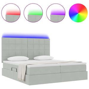 Κρεβάτι με φώτα λωρίδας LED Ανοιχτό γκρι 180 x 200 cm Βελούδο - Pakobazaar