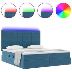 Κρεβάτι με φώτα λωρίδας LED Σκούρο Μπλε 180 x 200 cm Βελούδο - Pakobazaar