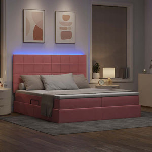 Κρεβάτι με φώτα λωρίδας LED Ροζ 180 x 200 cm Βελούδο - Pakobazaar