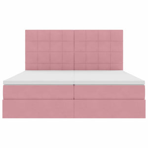 Κρεβάτι με φώτα λωρίδας LED Ροζ 180 x 200 cm Βελούδο - Pakobazaar