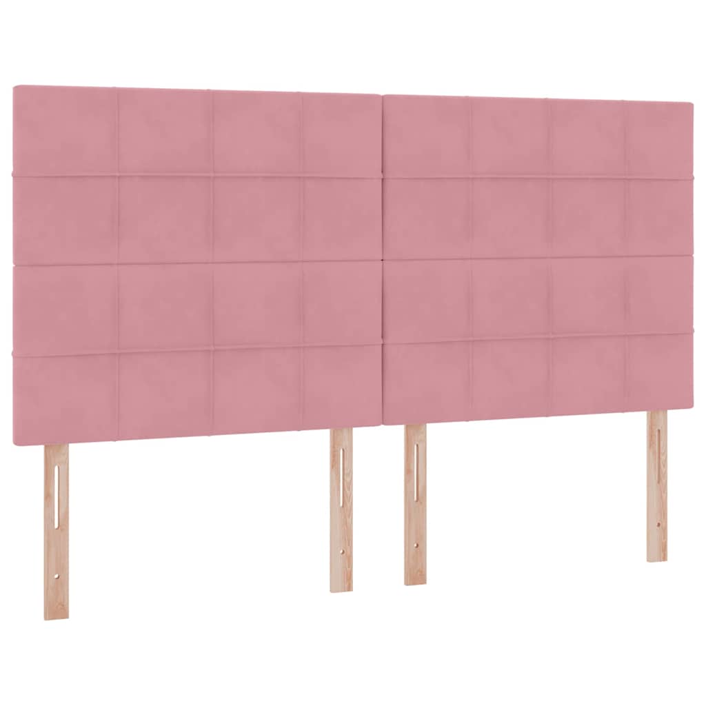 Κρεβάτι με φώτα λωρίδας LED Ροζ 200 x 200 cm Βελούδο - Pakobazaar