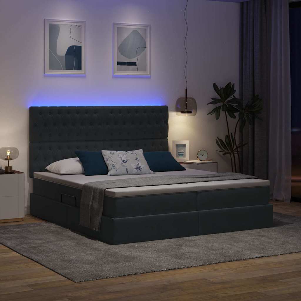 Κρεβάτι με φώτα λωρίδας LED Σκούρο Γκρι 180 x 200 cm Βελούδο - Pakobazaar