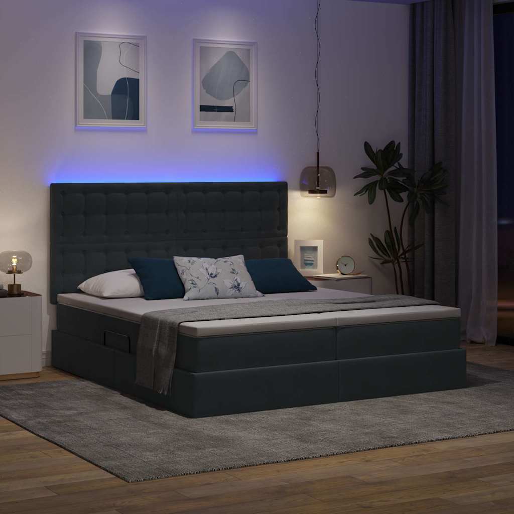 Κρεβάτι με φώτα λωρίδας LED Σκούρο Γκρι 180 x 200 cm Βελούδο - Pakobazaar