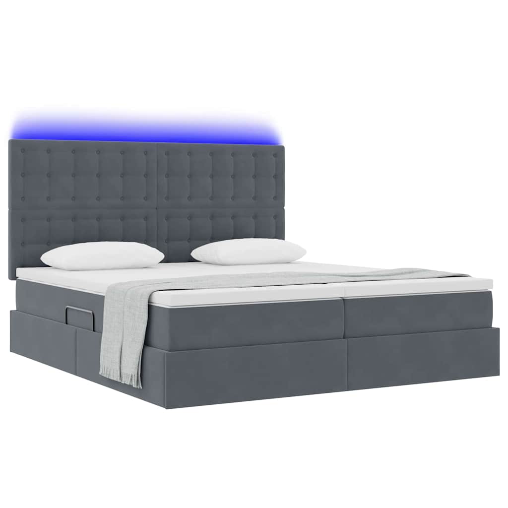 Κρεβάτι με φώτα λωρίδας LED Σκούρο Γκρι 180 x 200 cm Βελούδο - Pakobazaar
