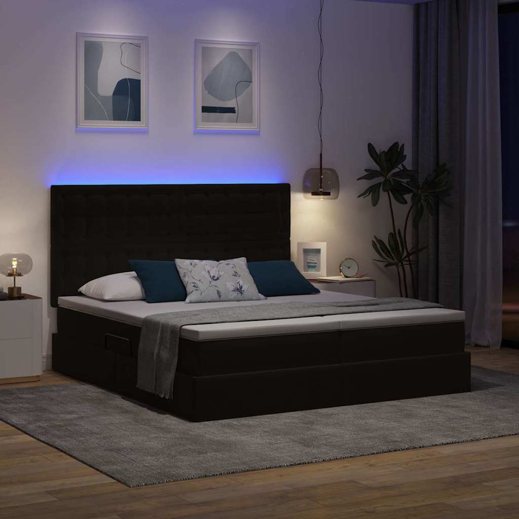 Κρεβάτι με φώτα λωρίδας LED Μαύρο 180 x 200 cm Βελούδο - Pakobazaar