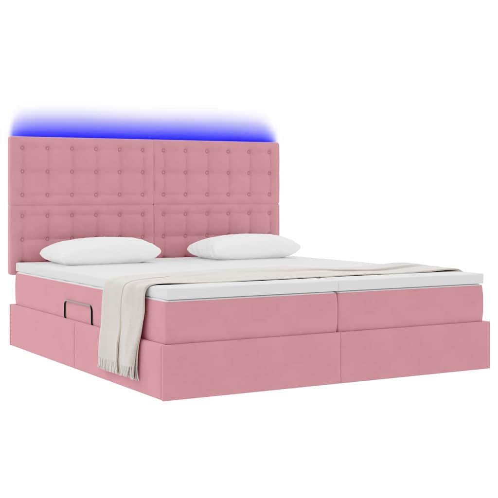 Κρεβάτι με φώτα λωρίδας LED Ροζ 180 x 200 cm Βελούδο - Pakobazaar