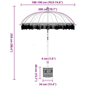 Μπαλινέζικη ομπρέλα με βάση Κρεμ 185 x 185 x 260 εκ Βαμβάκι - Pakobazaar