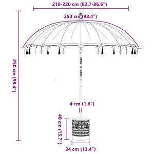 Μπαλινέζικη ομπρέλα με βάση Κρεμ 215 x 215 x 260 εκ. Βαμβάκι - Pakobazaar