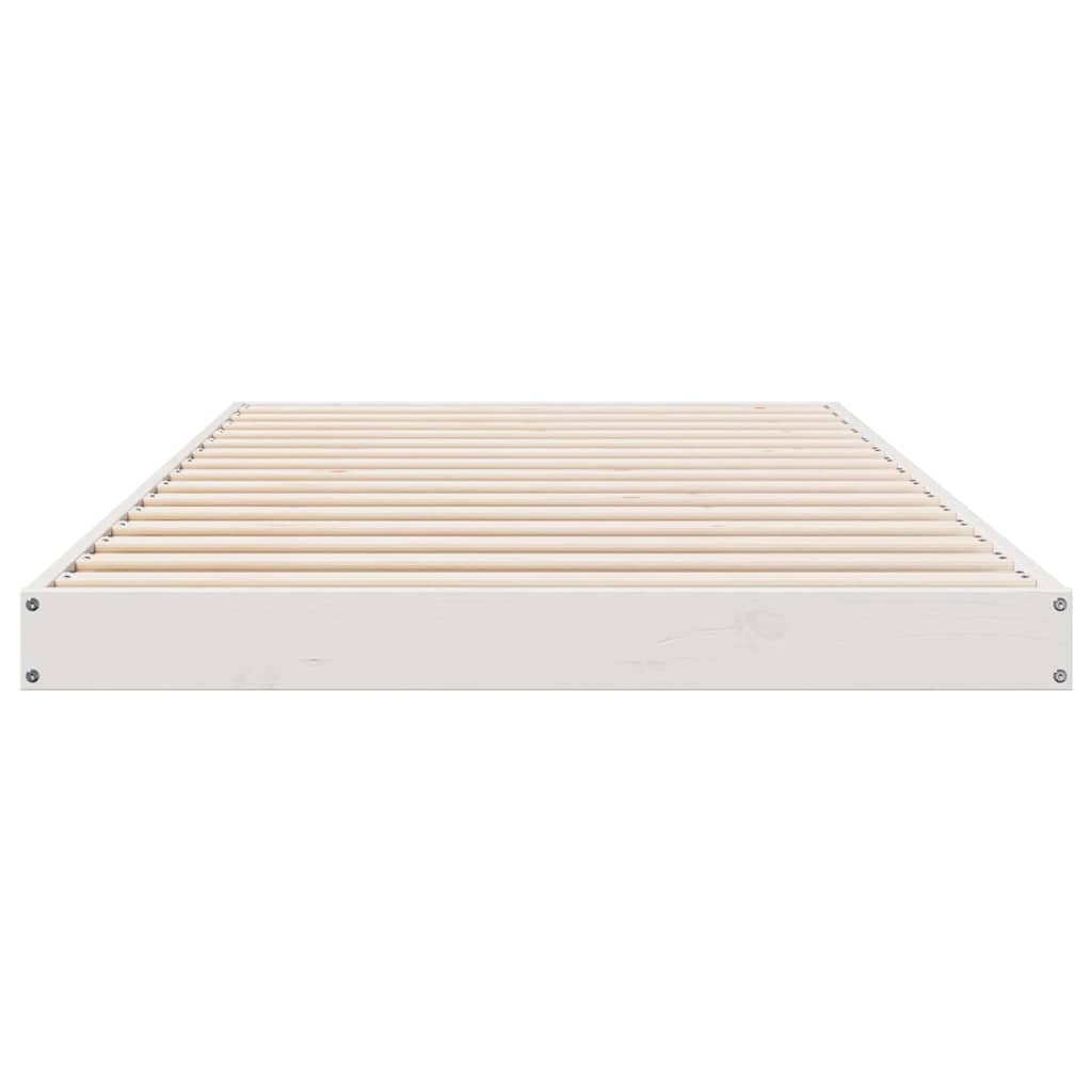Κρεβάτι δαπέδου Λευκό 100 x 210 cm Στερεά ξυλεία πεύκου