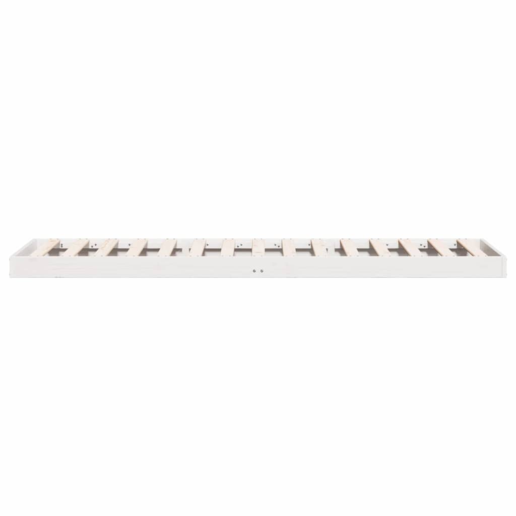 Κρεβάτι δαπέδου Λευκό 100 x 210 cm Στερεά ξυλεία πεύκου