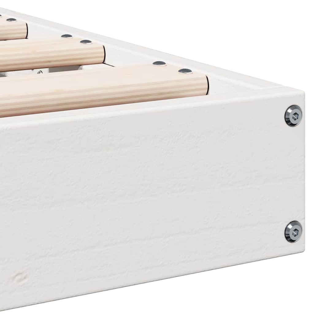 Κρεβάτι δαπέδου Λευκό 140 x 210 cm Στερεά ξυλεία πεύκου - Pakobazaar
