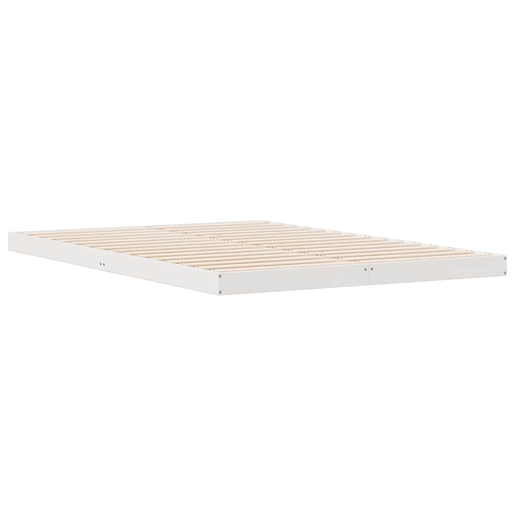 Κρεβάτι δαπέδου Λευκό 140 x 210 cm Στερεά ξυλεία πεύκου - Pakobazaar